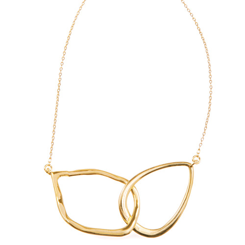 Interlocking Double Teardrop Necklace on a white background