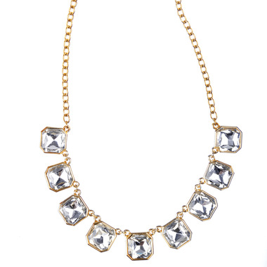 Retro Glam Square-Cut Crystal Necklace on a white background