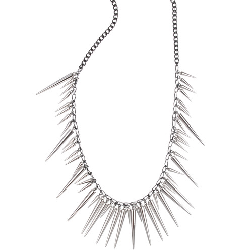Multi-Spike Long Necklace on a white background