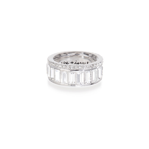 Baguette + Stone Stackable Duo Rings on a white background