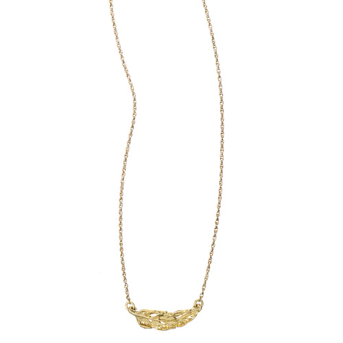 Sculpted Feather Pendant Necklace on a white background
