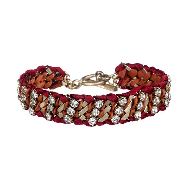 Crystal Studded Ribbon Chain Bracelet  on a white background