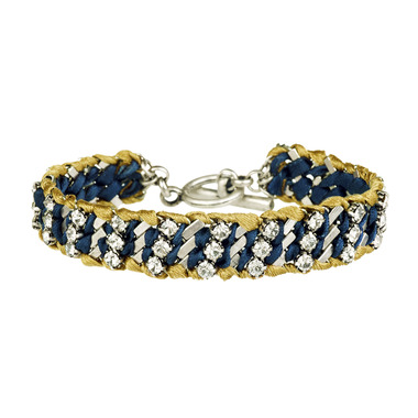 Crystal Studded Ribbon Chain Bracelet  on a white background