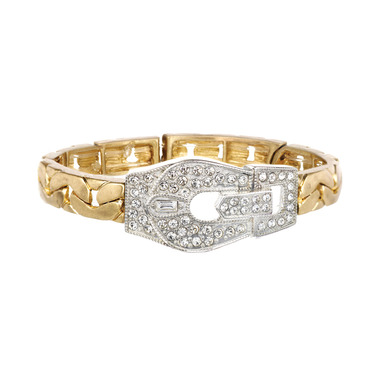 Pavé Belt Buckle Stretch Bracelet on a white background
