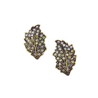 Pavé Leaf Clip-On Earrings on a white background
