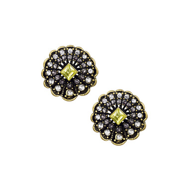 Scalloped Edge Button Earrings on a white background