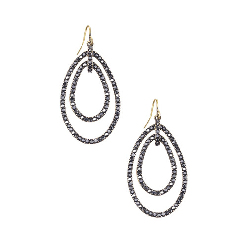 Crystal Pavé Double Link Drop Earrings on a white background