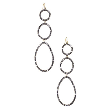Crystal Pavé Link Long Drop Earrings on a white background