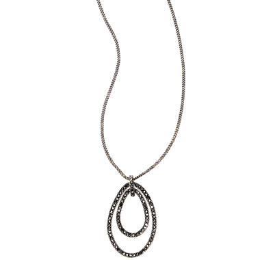 Crystal Pavé Double Link Drop Necklace  on a white background