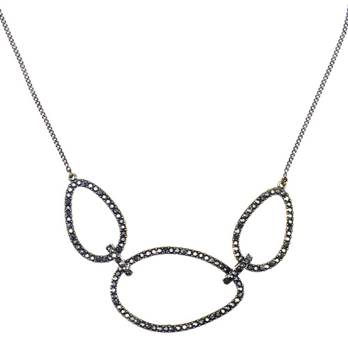 Crystal Pavé Triple Link Necklace on a white background