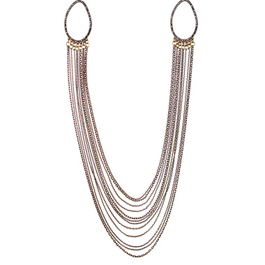 Crystal Pavé Links + Chain Necklace on a white background