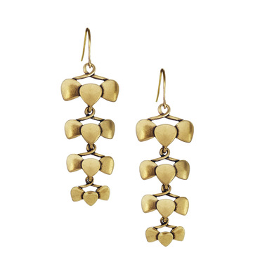 Metal Bow Tie Linear Drop Earrings on a white background