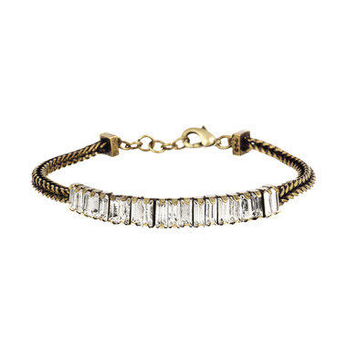 Petite Baguette + Chain Bracelet on a white background