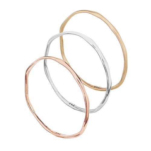 Tri-Tone Organic Bangle Set on a white background