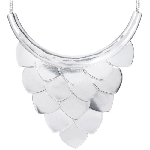 Metal Bib Statement Necklace on a white background