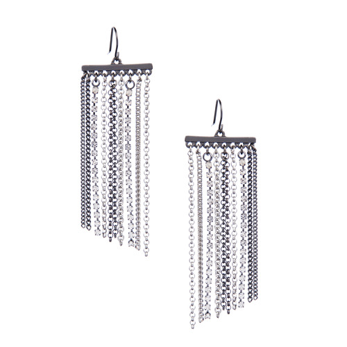 Rhinestone And Chain Shower Earrings on a white background