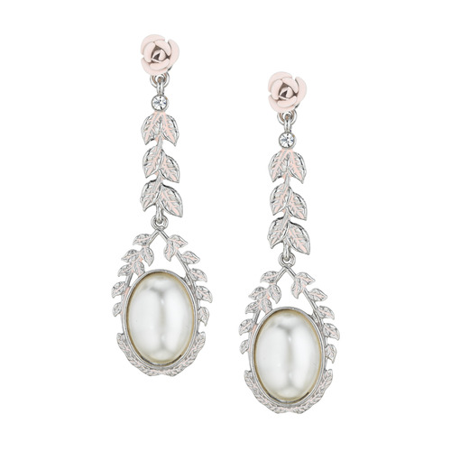 Briar Rose Pearl Drop Earrings on a white background