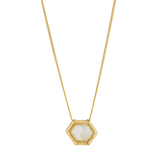 Faceted Rutilated Quartz Pendant on a white background