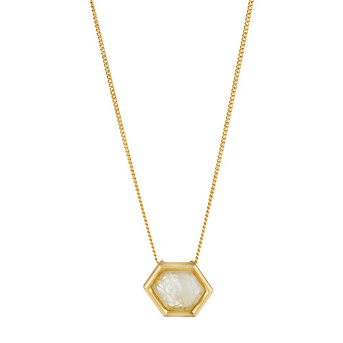 Faceted Rutilated Quartz Pendant on a white background