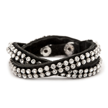 Crystal Studded Leather Bracelet on a white background