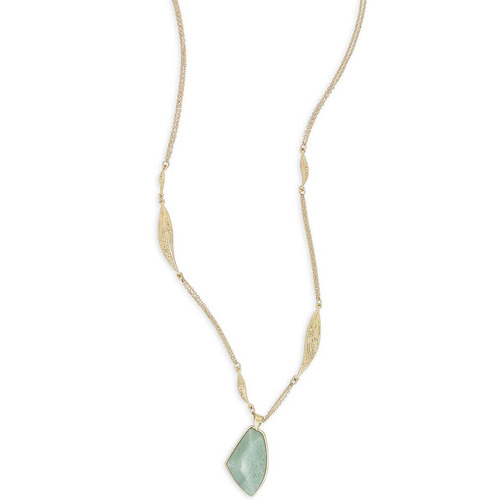 Gilded Reeds Aventurine Long Pendant on a white background
