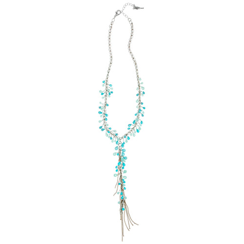 Amazonite Y Necklace on a white background
