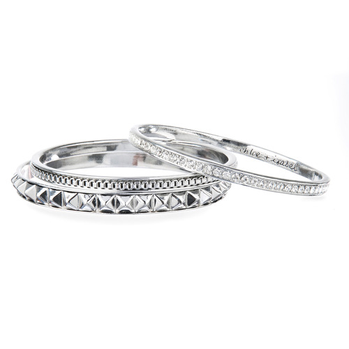 Pyramid Pave 3 Row Bangle Set on a white background