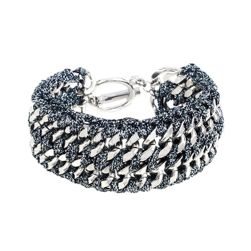 Wide Ribbon Chain Bracelet on a white background