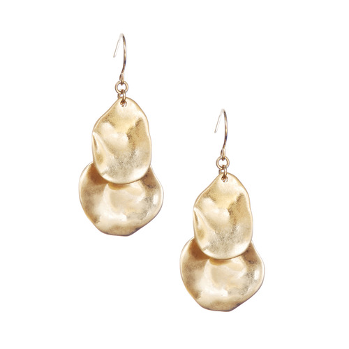 Sculpted Metal Double Drop Earrings on a white background