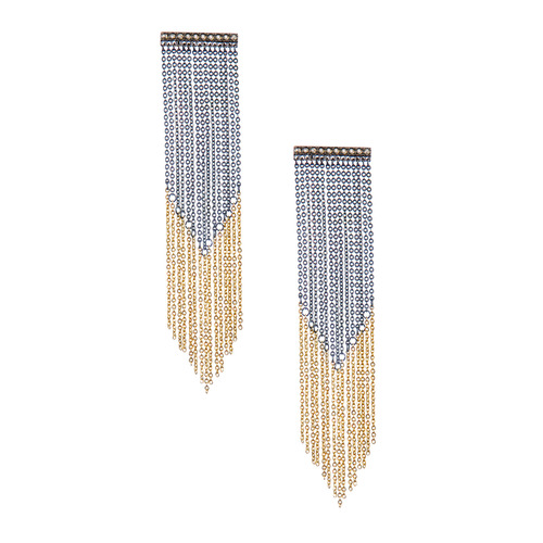 Two-Tone Fringe Earrings on a white background