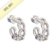 Pave Link Open Hoop Earrings