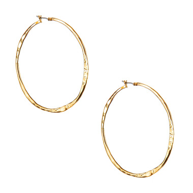 Sculpted Metal Hoop Earrings on a white background