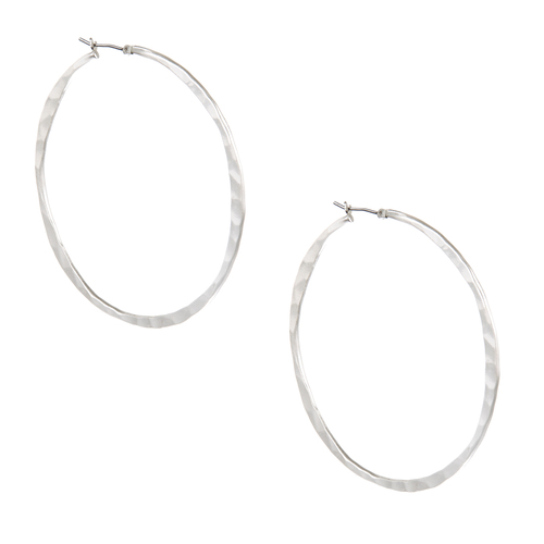 Sculpted Metal Hoop Earrings on a white background