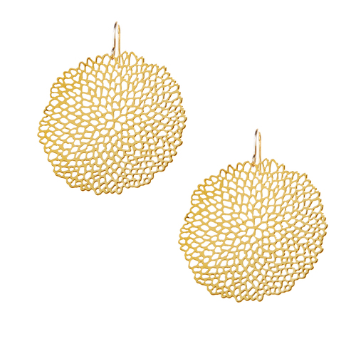 Large Pom Pom Earrings on a white background