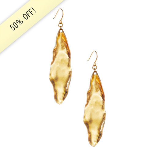 Sculpted Long Leaf Earrings on a white background