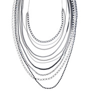 Multi Row Chain And Rhinestone Bib Necklace