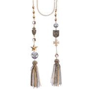 Fringe Charm + Chain Lariat Necklace