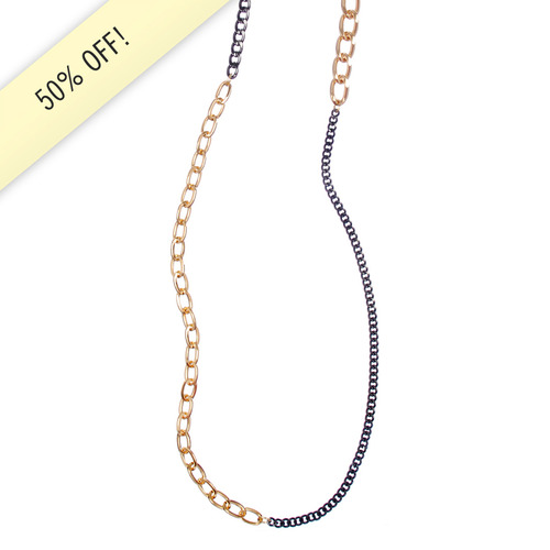 Two-Tone Long Chain Necklace on a white background