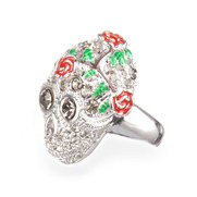 Pretty N Punk Pave Crystal Skull Ring