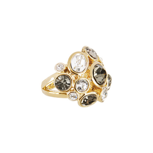 Modern Deco Stone Cluster Ring on a white background