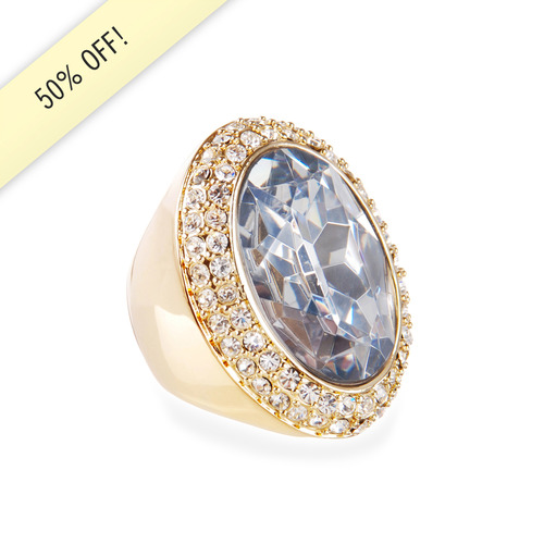 Large Oval Retro Glam Ring on a white background