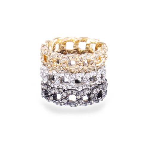Pavé Link Stack Ring on a white background
