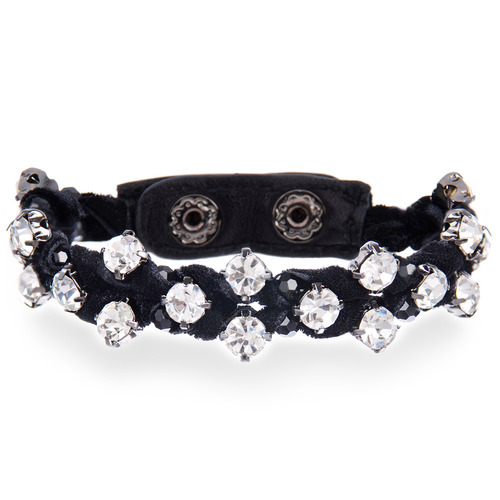 Crystal Studded Velvet Wrap Bracelet