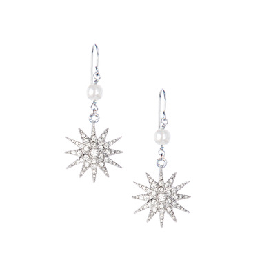 Double Drop Pave Starburst Earrings