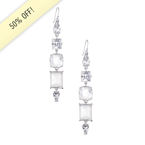 Mixed Stones Linear Drop Earrings on a white background