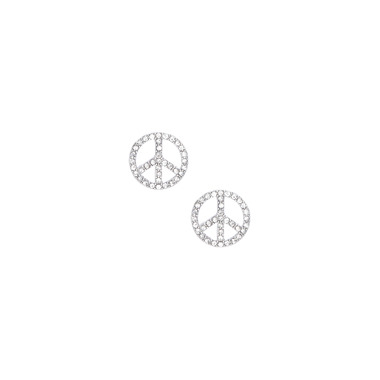 Pave Peace Sign Stud Earrings on a white background