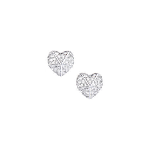 Pavé Domed Heart Stud Earrings on a white background