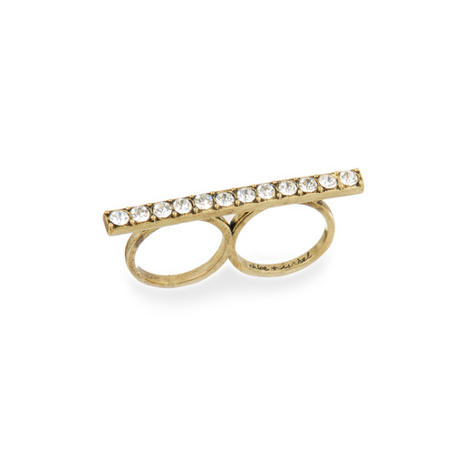 Two Finger Pave Stick Ring