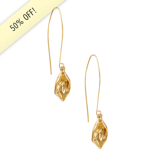 Sculpted Leaf Drop Earrings on a white background