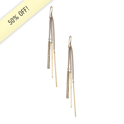 Pave Stick Linear Earrings on a white background